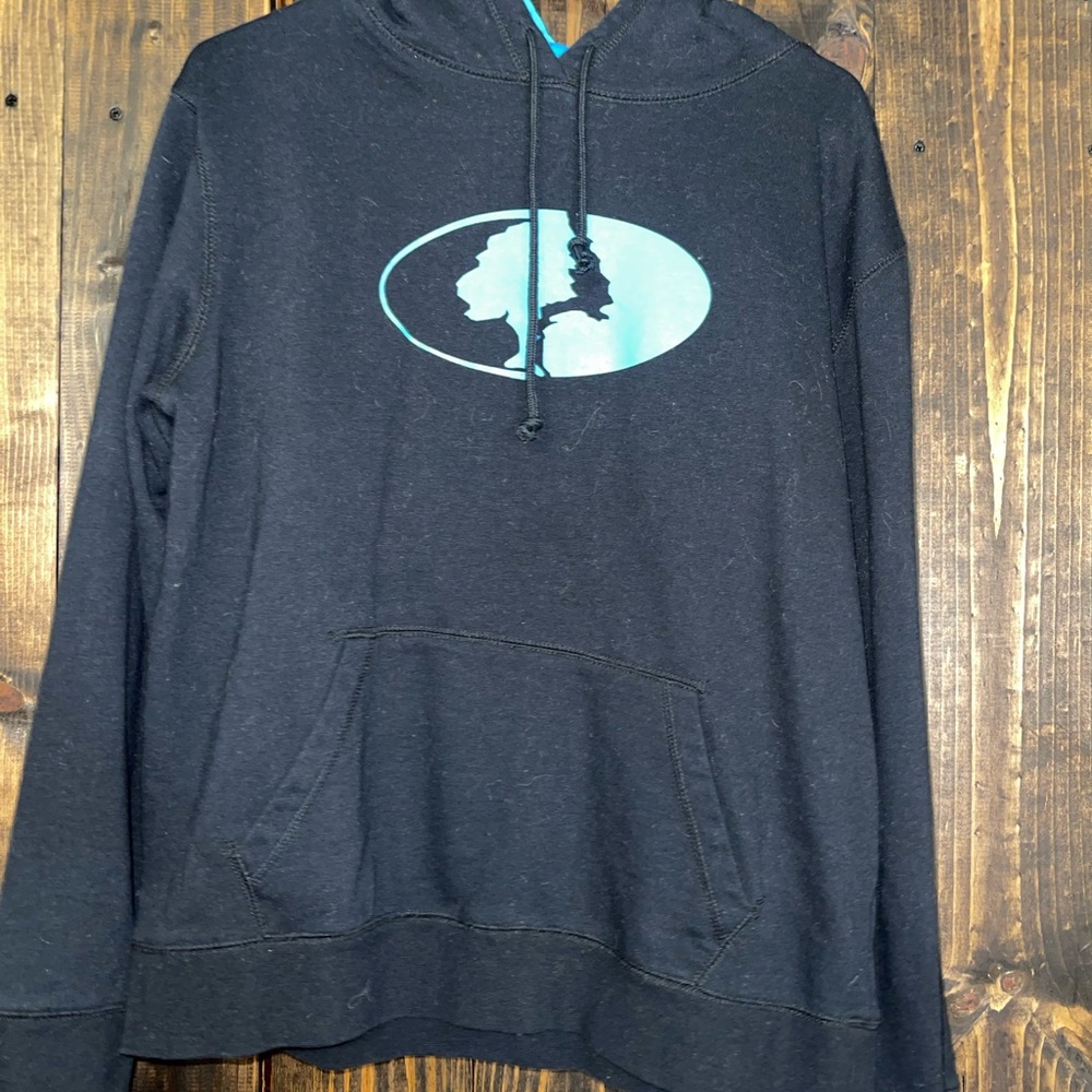Mossy Oak Black Hoodie with Teal Graphic